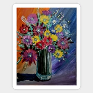 A beautiful bouquet flowers in a glass vase Sticker